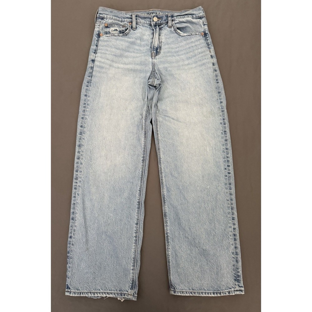 American Eagle Stovepipe Jeans Women's 4 Reg Mid Rise Wide Leg Distressed